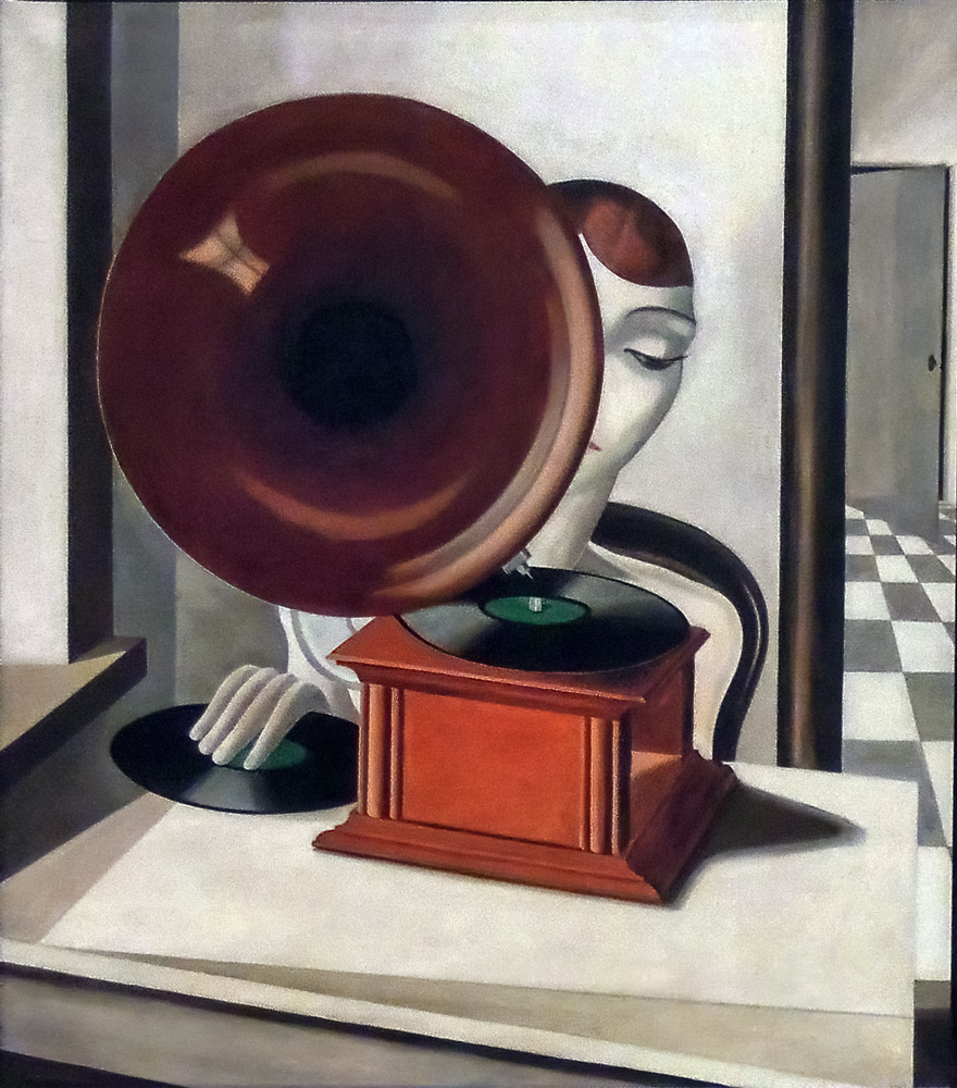 Vrouw met grammafoon, 1928