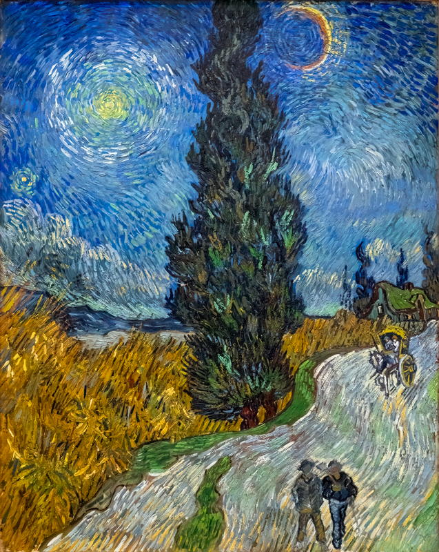 Landweg in de Provence bij nacht 