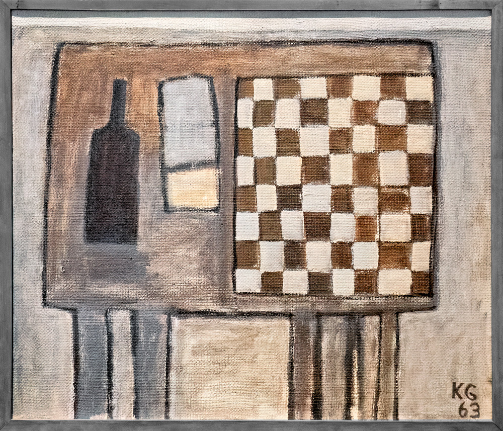 Stilleven met fles en schaakbord, 1963