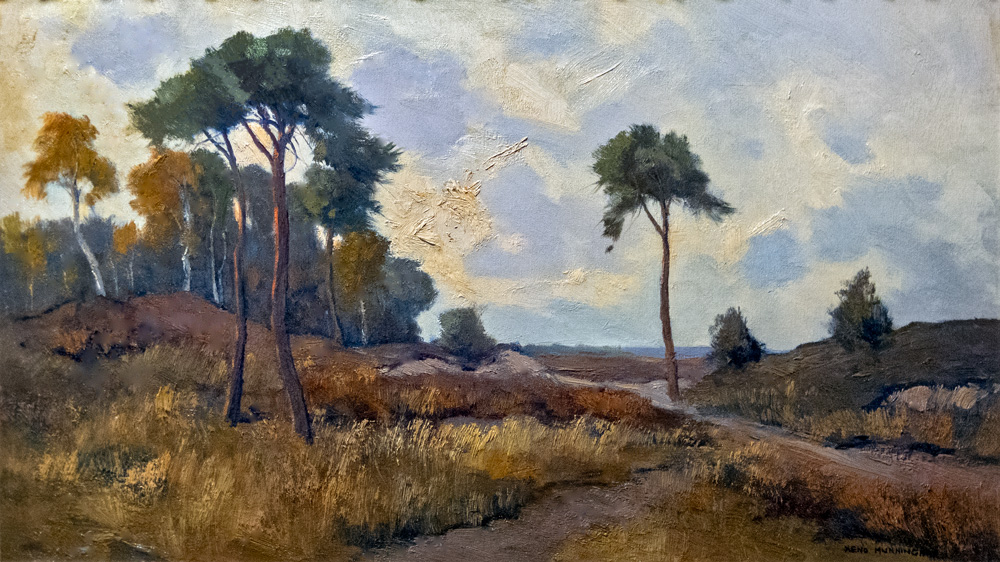 Munninghoff, Zandpad in weids landschap met grove den